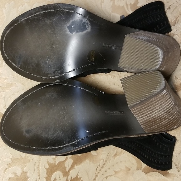 Vince Camuto women's black suede leather open toe Heels, Sandals ,size 7.5 - Picture 8 of 10